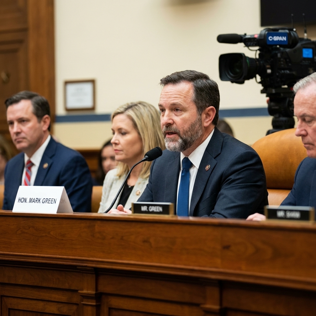 Members of the U.S. House of Representatives sit at the dais during a House Rules Committee hearing in Washington, DC, with microphones and nameplates visible