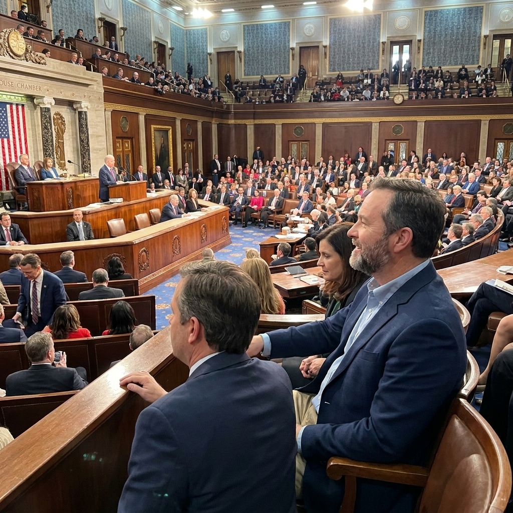 The U.S. House chamber seen from the gallery with lawmakers seated and the rostrum at the front during a legislative session